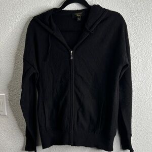 Charter club Black Zip-Up hooded cashmere Sweater size S